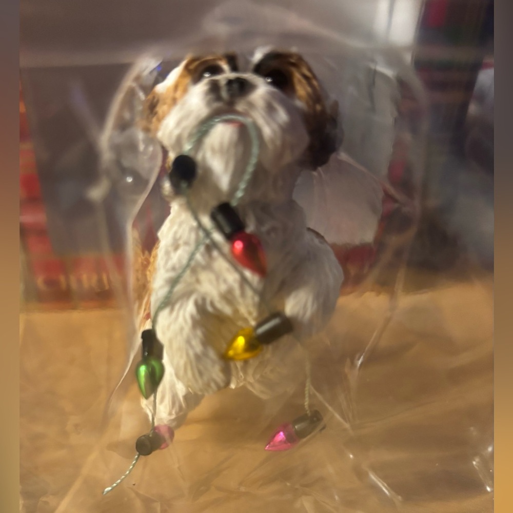 Sandicast Shih Tzu Christmas Ornament - Hand-Cast, Hand Painted Dog Figurine